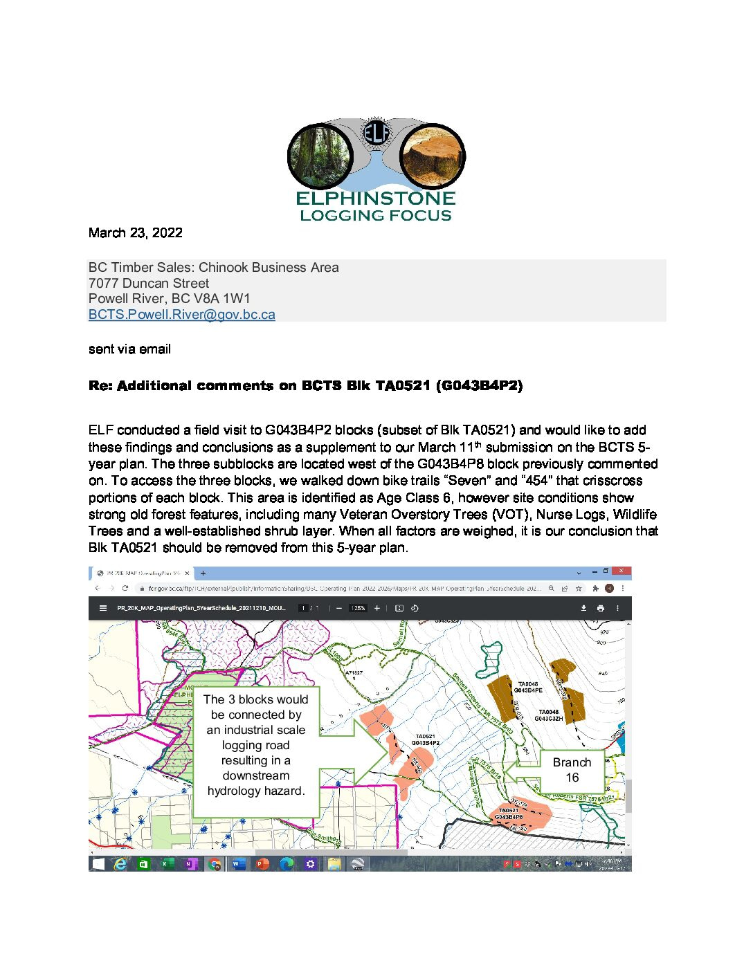 BCTS TA0521 G043B4P2 site conditions Elphinstone Logging Focus